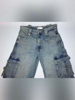 Zara Light Blue Women's Wide Leg Cargo Jeans